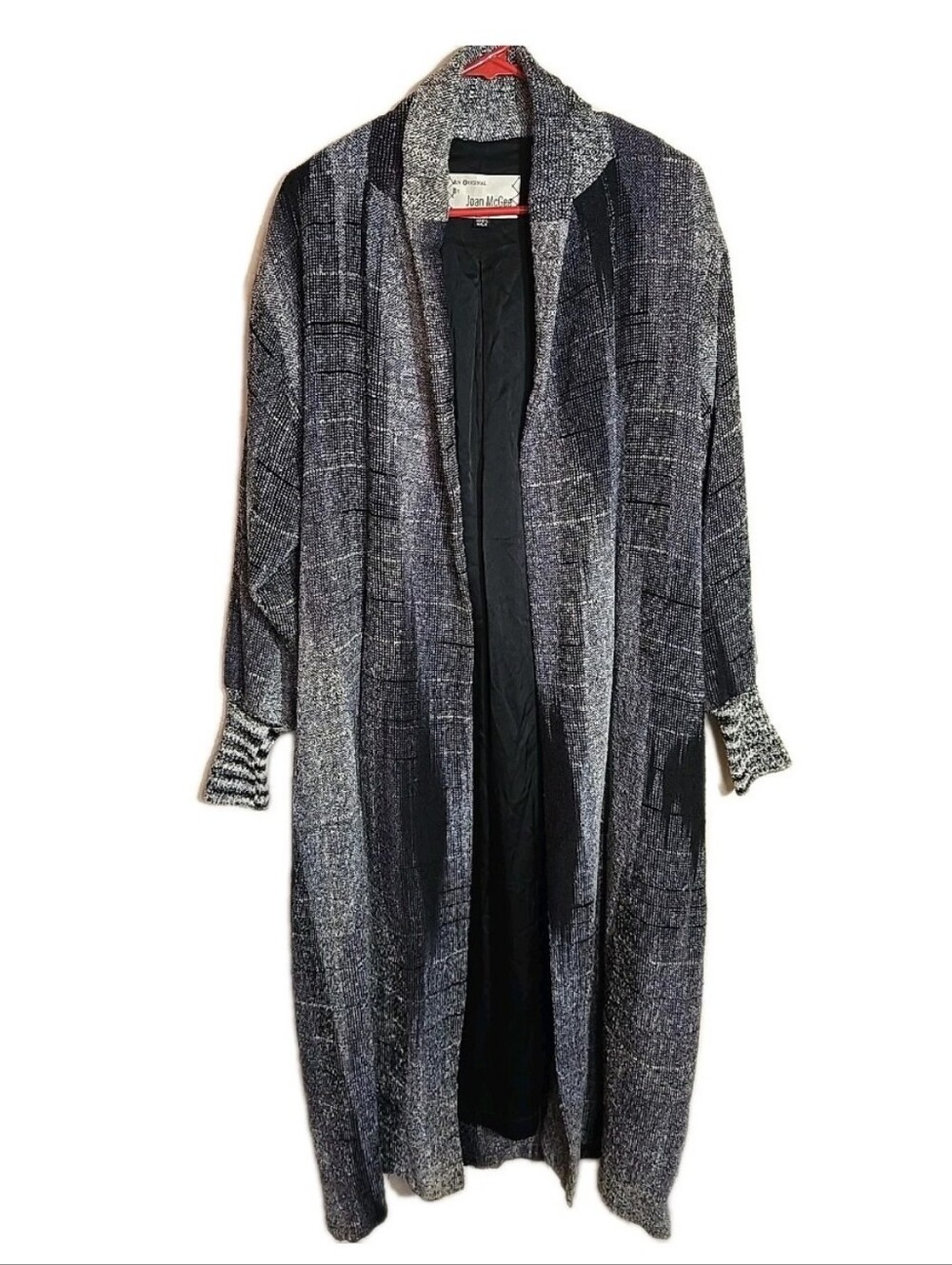 Vintage Joan McGee 100% Silk Long Grey Duster Jacket Approximately XL- 2XL
